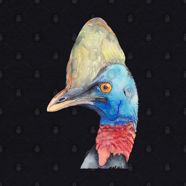 Cassowary - Australian flightless bird watercolour by ZoyaArt